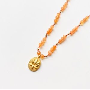 Satya Jewelry Lotus Gold Carnelian necklace